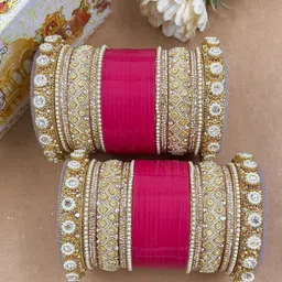 Wedding Chuda by Hitesh Bangles Set Of 48 Stone-Studded & Beaded Bangles-picture-29