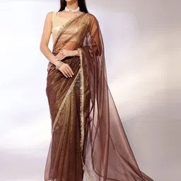 FABMORA Sequinned Organza Saree-picture-13
