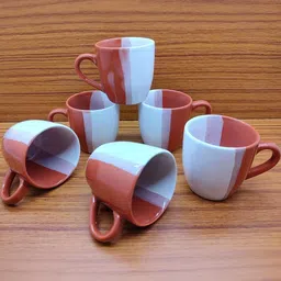 laghima jadon White & Brown Ceramic Glossy Cups Set of 6-picture-31