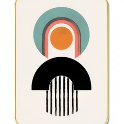 Livin'luxe Off White & Black Colorful Geometric Abstract Rectangle Wall Art image 2