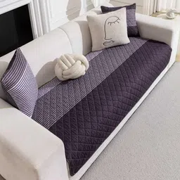 HOMETHREADS Purple & Purple Striped Sofa Cover-picture-38