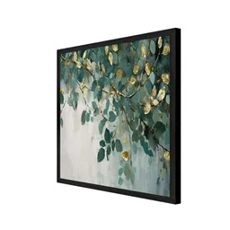 999Store Green & White Elegant Leaf Canvas Wall Art image 3
