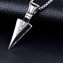 Nitant Set of 2 Men Silver-Plated Circular Shaped Pendants with Chains image 4