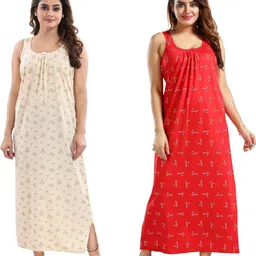 Inner Beats Women Pack Of 2 Multicoloured Cotton Blend Nightdress-picture-37