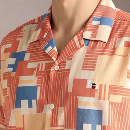 Louis Philippe Jeans Printed Spread Collar Short Sleeves Cotton Slim Fit Shirt image 4