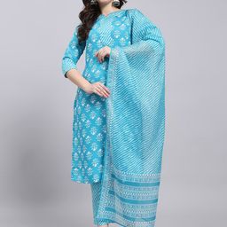 Anouk Rustic Floral Printed Notch Neck Kurta With Trousers & Dupatta-picture-14