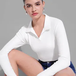 Maheshvi Women Shirt Collar Long Sleeves Casual Top image 3