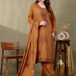 Hemkunt Fabric Floral Embroidered Thread Work Unstitched Dress Material-picture-24