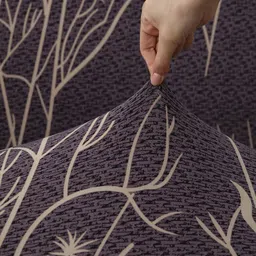 HOKIPO Coffee Brown & Beige Printed Polyester 1 Piece Sofa Cover With Arms image 3