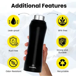 Speedex Silver & Black 6 Pieces Stainless Steel Water Bottle - 1000 ml Each image 4