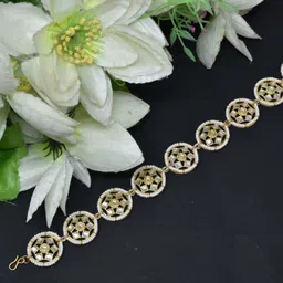 MEIRA JEWELLERY Gold-Plated Artificial Stones Studded Matha Patti Head Jewellery-picture-13