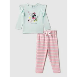 Nauti Nati Girls Minnie Mouse Printed Top & Striped leggings-picture-37