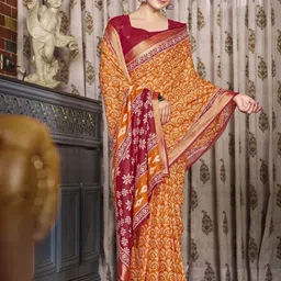 all about you Ethnic Motifs Printed Saree with Zari Woven Design Border image 3