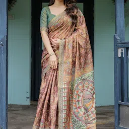 MAHARANI COUTURE Ethnic Motifs Printed Pure Cotton Saree With Tassel Borders-picture-17