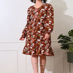 KALINI Floral Print Puff Sleeve Cotton Dress-picture-30