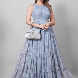 little heaven Print Georgette Maxi Dress-picture-24