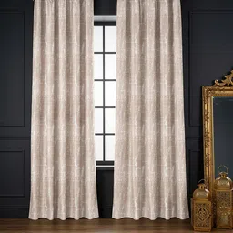 URBAN SPACE Brown & White 2 Pieces Printed Jacquard Black Out Door Curtains-image-26