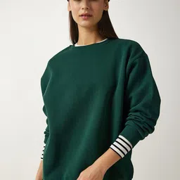 Happiness istanbul Women Solid Long Sleeves Oversized Sweatshirt-picture-39