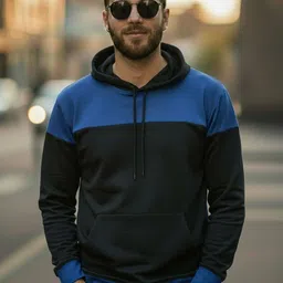 MACK JONNEY Men Colourblocked Hooded Pockets T-shirt-image-1