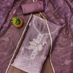 HERE&NOW Embellished Unstitched Dress Material-picture-25