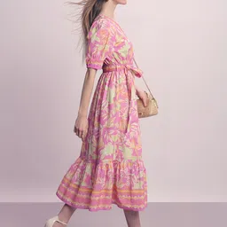 Vero Moda Floral Print Pure Cotton Fit & Flare Dress-picture-41