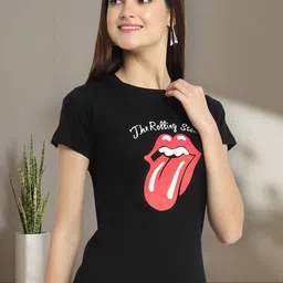 Dreambe Women Pack of 2 Graphic Printed Round Neck Cotton Regular Fit T-shirts image 5