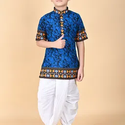 BAESD Boys Abstract Printed Cotton Kurta with Dhoti Pant-picture-34