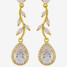 Kushal's Fashion Jewellery Classic Gold-Plated Zircon Studded Drop Earrings-picture-26
