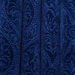 Kiara Creations Navy Blue 2 Pieces Velvet Floral Room Darkening Long Door Curtains image 3