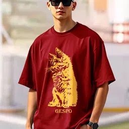 AUSK Graphic Printed Round Neck Drop Shoulder Sleeves Oversized Pure Cotton T-shirt-picture-16