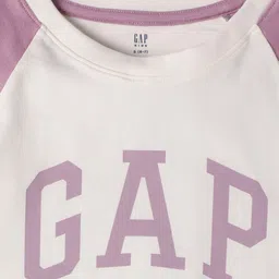 GAP Girls Brand Logo Printed Relaxed Fit Round-Neck T-Shirt image 3