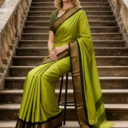 all about you Woven Design Zari Art Silk Handloom Kanjeevaram Saree image 3