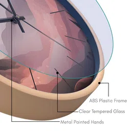 OLIVE TREE Cream-Coloured & Pink Printed Contemporary Wall Clock image 2