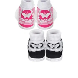 NESKA MODA Girls Set of 2 Cotton Butterfly Booties image 2