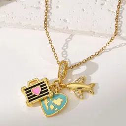Estailo fashion Women Gold-Plated Contemporary Pendants with Chains image 4