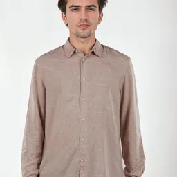 Celio Men Classic Spread Collar Abstract Printed Linen Casual Shirt image 2