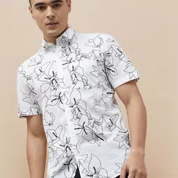 CODE by Lifestyle Men Floral Printed Spread Collar Cotton Casual Shirt image 3