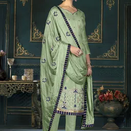 SAINOOR Embroidered Semi-Stitched Dress Material image 2