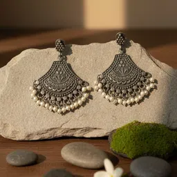 Urbalaa Silver-Plated Pearls Beaded Contemporary Drop Earrings-picture-27