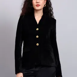 PowerSutra Velvet V Neck Stretchable Blazers-image-0