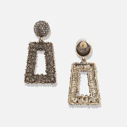 DressBerry Gold-Plated Artficial Stones Studded Geometric Shaped Drop Earrings image 2