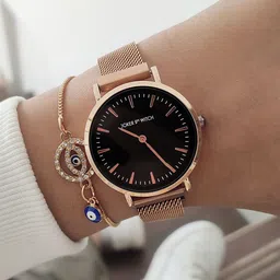 JOKER & WITCH Women Rose Gold-Toned & Black Watch Gift Set JWBS571-picture-39