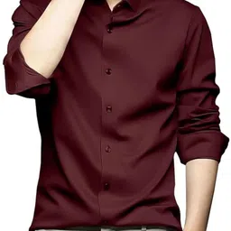 Deelmo Spread Collar Satin Silk Formal Shirt-image-6