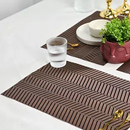 MARKET99 Brown 6 Pieces Textured Rectangle Table Placemats image 2