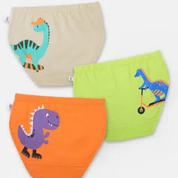 You Got Plan B Boys Pak Of 3 Cotton Printed Mid-Rise Basic Briefs UB-TinyDino: 1-2 image 1