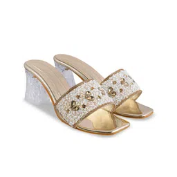 HUNYZA FOOTWEAR Women Embellished Synthetic Party Regular Block Mules image 4