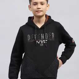 Monte Carlo Boys Black Long Sleeves Hooded Neck Printed Sweatshirt image 1