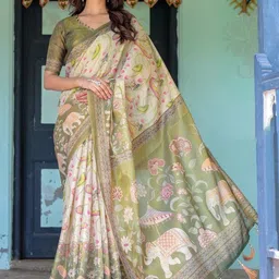 MAHARANI COUTURE Ethnic Motifs Printed Pure Cotton Saree-picture-12