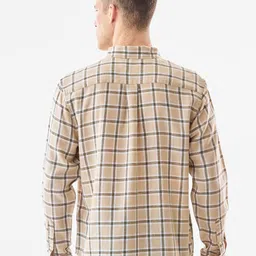 Snitch Checked Button-Down Collar Cotton Linen Casual Shirt image 3
