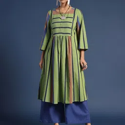 Taavi Striped Pure Cotton Round Neck Kurta & Palazzo Set-picture-29
